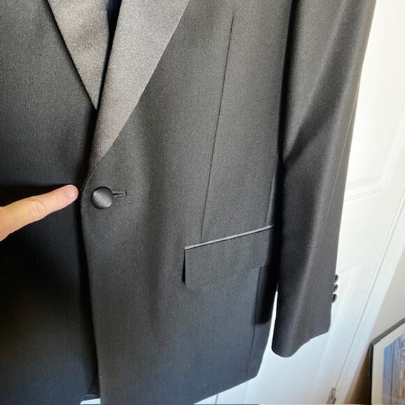 Versini Black Tuxedo Notched Collar 1-Button Single Breasted 100% Wool Men's 42L - Picture 10 of 15